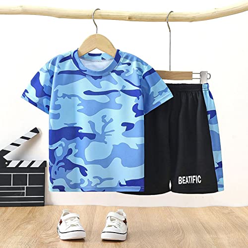 NLGToy Camisa de moletom infantil meninos meninas manga curta secagem rápida roupa esportiva camufla