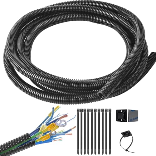 1/4 Inch Wire Loom Split Tubing - 15 ft Cord Protector Electric Wires Covers, Automotive Wire...