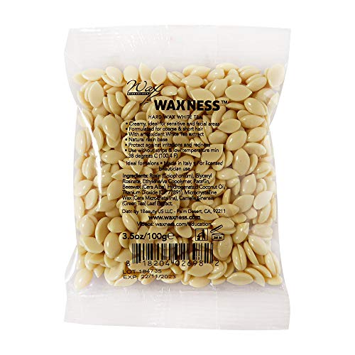 Waxness Film Hard Wax Beads White Tea Cream 3.5 oz (100 g) – Stripless Hard Wax Sample Size – Made in Italy