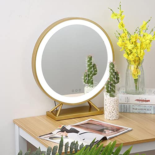 Caifie Touchscreen Schminkspiegel Hollywood Runder Tischspiegel Cover