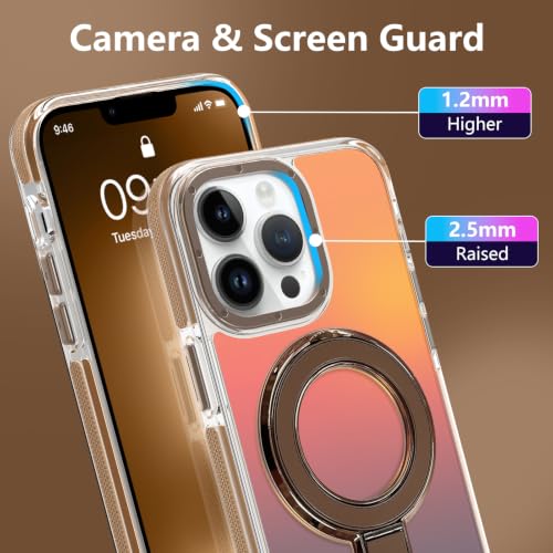 Image of Magnetic for iPhone 13 Pro Max Case with Stand [Compatible with Magsafe] [Fashion Fluorescent Design] [1 Screen Protector] Slim Translucent Matte Case for iPhone 13 Pro Max 6.7 inch 2021, Desert