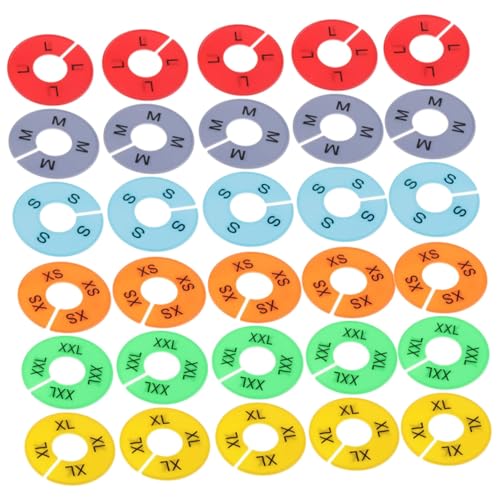 SMASOLO Separadores de Tallas para Ropa de Plástico Resistente 30 Piezas Redondas para Armario Colores Surtidos XS a Xxl Organizadores de Armario para Colgar Prendas Herramienta