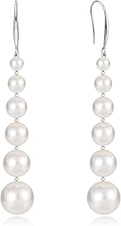 Long Pearl Earrings for Women 14k Gold Plated Pearl Dangle Tassel Earrings Sterling Silver Post Long Pearl Drop Earrings for Prom