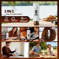Tragbare Espressomaschine ,Mini Kaffeemaschine für Unterwegs mit 2*7500 mAh Akkus,3 in 1 Akku Kaffeemaschine mit USB,Selbsterhitzend,Kompatibel mit Gemahlenem Kaffee und Kapseln für Wandern, Camping – Ansicht 6