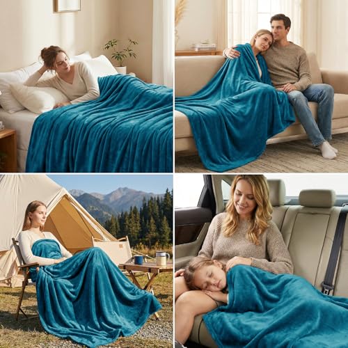 CozyLux Kuscheldecke Flauschig Decke 150x200 - XL Flanell Kuscheldecke 150x200, Weiche Sofa Decke, Warme Fleecedecke Wohndecke für 4 Jahreszeiten, Leicht Sofa Überwurf, Blanket 150x200 cm, Türkis