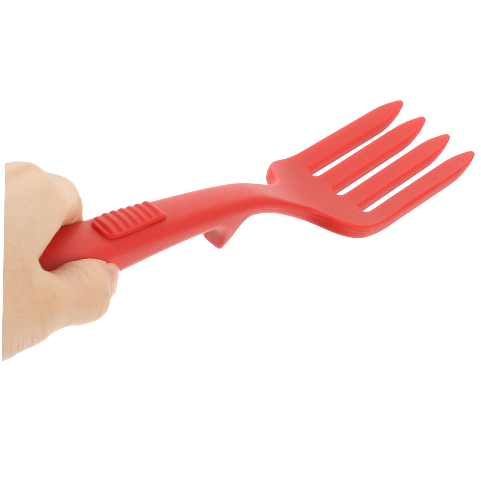MOLUCKFU Ergonomic Dinner Fork Large Silicone Fork Red Cooking Utensil Flexible Practical Cooking