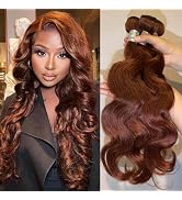 ALHER Reddish Brown Bundles Body Wave Bundles Human Hair Red Brown Colored 10A Brazilian Virgin R...
