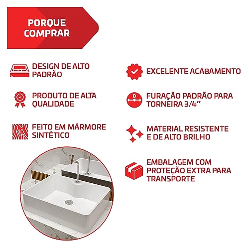Cuba Para Banheiro Apoio Lavabo Pia Retangular 47x36cm Diamante Beltempo