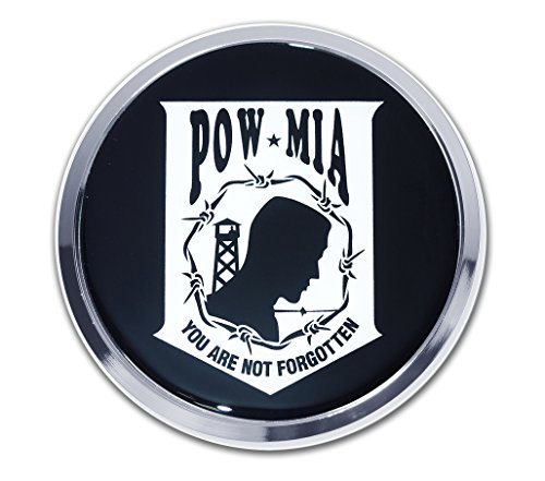 Image of Elektroplate Officially Licensed POW /MIA You are Not Forgotten All Metal Emblem for Cars, Trucks, and All Auto | Universal Fit at 3.5 inch x 3.5 inch | Weatherproof
