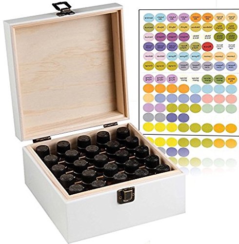 Beautifully Designed Essential Oil Storage Box 25 Bottle - Holds 5-15ml & 10ml Roller Bottles - Free Roller Bottle Opener & 192 Essential Oil Labels