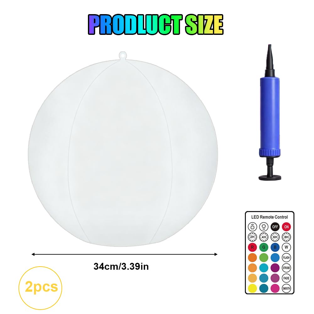 2 luci galleggianti a energia solare per piscina, impermeabilità IP68, 16 RGB che cambia colore, per esterni, giardino, prato, patio