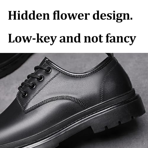 Men's Leather Lace up Platform Dress Oxfords Comfortable Round Toe Non Slip Lug Sole Low Heel Derby Shoes for Business Evening Work Shoes3