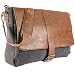 Vetelli Laptop/Computer/Messenger/Tablet Bag with scratch protection lining for laptops or Macbooks up to 15.6". Leather + Charcoal Grey Canvas - Large size bag: 18" x 12" x 5"
