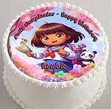 Spanish Expore your Birthday with Dora Edible Image Cake Topper