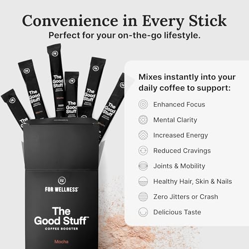 Image of The Good Stuff | Mocha Coffee Booster | Healthy Coffee Creamer for Focus & Energy | Keto, Non-Dairy Creamer Powder with MCT Oil, Collagen & L-Theanine | 14 Servings