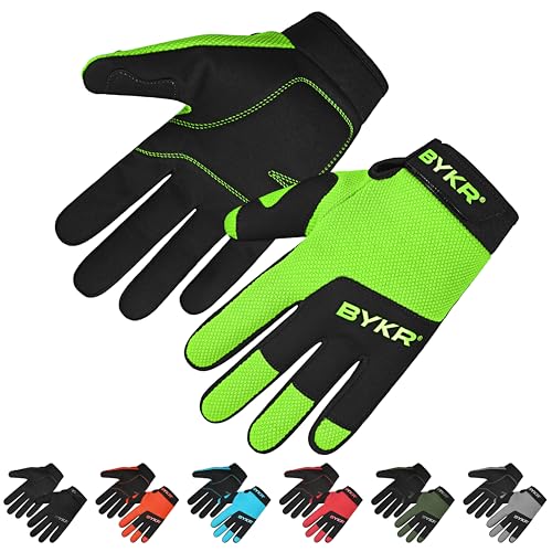 BYKR All-Weather Motorcycle Gloves for Men & Women – Protection for Dirt Bike, BMX, MX, and ATV Riding – FL Green L