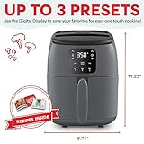 DASH Tasti-Crisp™ Electric Air Fryer Oven, 2.6 Qt., Grey – Compact Air Fryer for Healthier Food in Minutes, Ideal for Small Spaces - Auto Shut Off, Digital, 1000-Watt