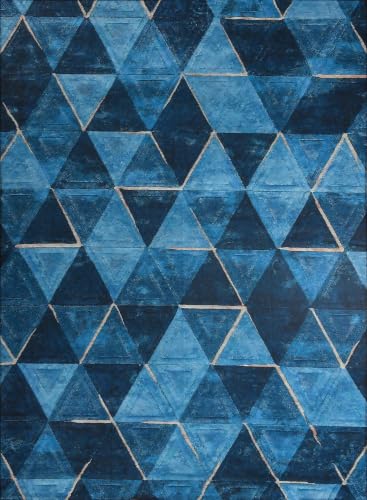 Image of Cotton Bolls Textiles Rugs for Living Room 5x7 Feet Large Size | Lightweight Foldable Carpet for Bedroom & Hall | Easy to Handle During Daily Cleaning | Travel Friendly Printed Rug | Blue