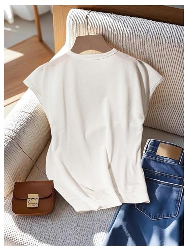GORGLITTER Women's Cap Sleeve Sweater Vest Button Crew Neck Lightweight Knit Tank Tops Business Casual Pullover2