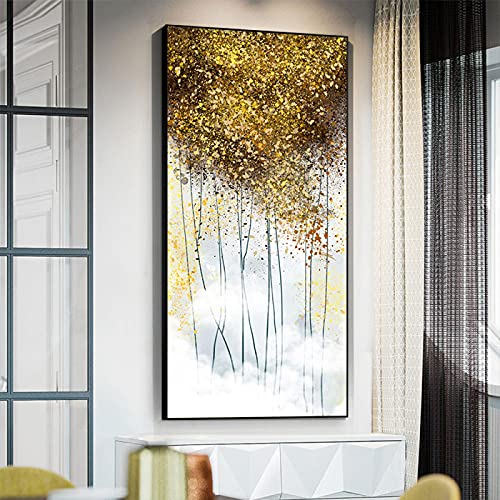 Peinture sur toile de luxe feuille d'or grand format pour décoration murale raffinée
