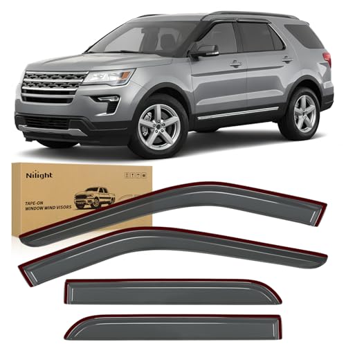 Image of Nilight Tape-On Rain Guards for Ford Explorer 2011-2019 4-Door SUV, 4PCS