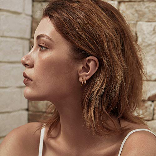 Loyata Double Hoop Earrings Gold Open C Shape Circle 14K Gold Filled Small Simple Hypoallergenic Illusion Jewelry Gift For Women #TOP2