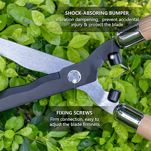 Berry&Bird Garden Hedge Shears,19.88''Heavy Duty Pruning Shear For Trimming Borders And Bushes, Manual Hedge Clippers With Wooden Handles & Carbon Steel Sharp Blades Gardening Scissors thumb #2