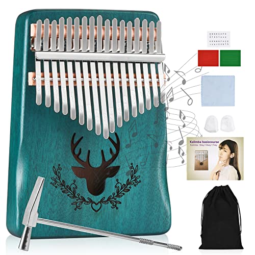Kalimba Thumb Piano 17 Keys, Musical Instruments, Music Gifts, Thumb Piano, Gifts For Musicians, Finger Piano, Mini Thumb Piano, Piano Gifts, Music Maker, Solid Mahogany Wood, Green. (KLB-22)