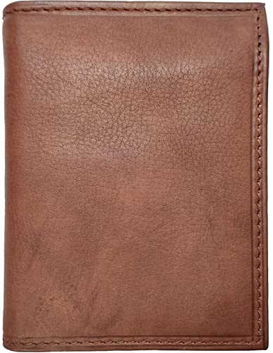 Slim Front Pocket Vertical Minimalist BiFold RFID Mens Leather Wallet w/ 1 Flip up ID Window, 10 Credit Card Slots, 2 Hidden Pockets, Currency Compartment w/ Key Holder #P51255 (British Brown)2