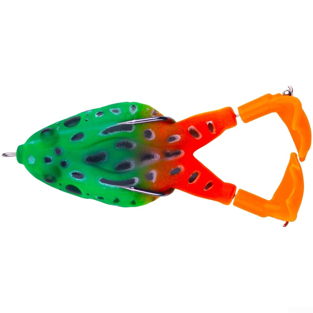 Rotating Leg Frog Bait for Bass Fishing Featuring Floating Construction and Long Casting Performance in Fresh or Salt Water (FO037-1)