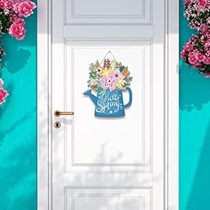 Yookeer hello spring decorations for home spring welcome wreaths sign for front door for home hanging signhello spring style  urban country home decor