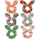Bow Scrunchies Bunny Ear Hair Ties Velvet Scrunchies with Bow Christmas Hair Scrunchies for Women Gi