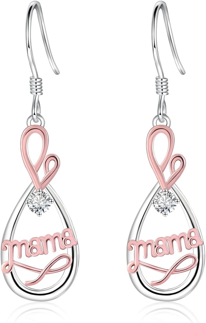 Teardrop Mama/Nana Dangle Earrings for Women - Silver Mama Nanas Earrings Hypoallergenic Teardrop Mother Grandma Jewelry Gifts Mothers Day Birthday for Mom Grandma
