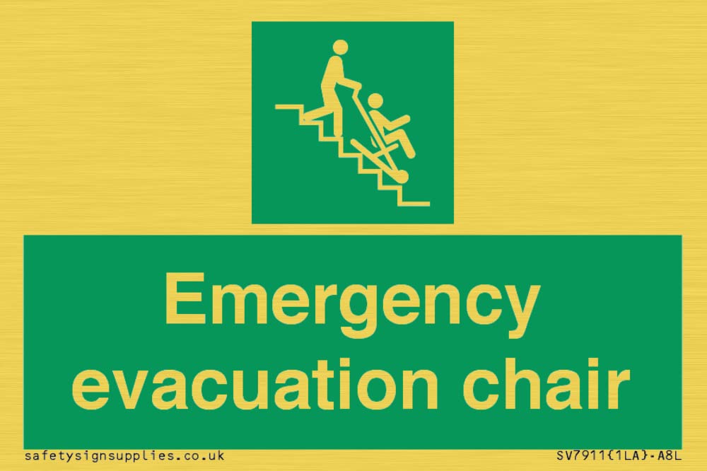 Emergency evacuation chair Sign - 75x50mm - A8L