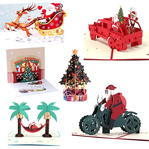 Paper Spiritz 6Pcs Christmas Card Pop Up Christmas Card Set, Handmade Merry Christmas Card With Note Card & Blank Envelop, Greeting Cards Assortment For Holiday Xmas Winter New Year Pop Up Set Card #TOP17