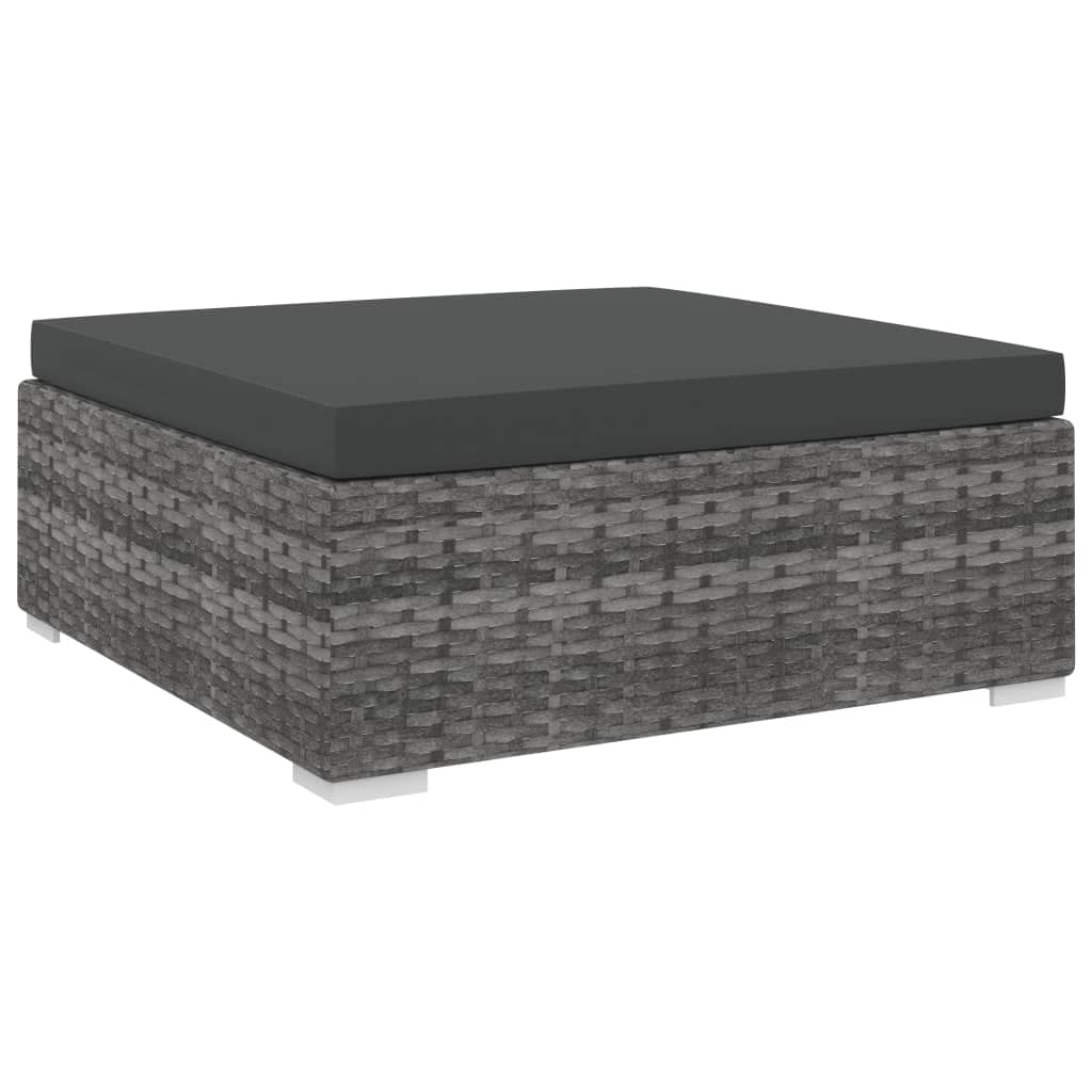 Repose-pied d'extérieur en résine tressée Gris, Modulaire et Confortable avec Coussin Épais Amovible, pour Salon de Jardin, Terrasse, Balcon - Résistant aux Intempéries et Facile à Nettoyer