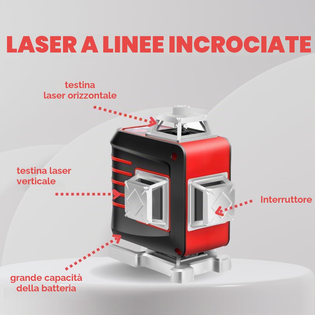 Livella laser autolivellante 360 4D, 16 linee, USB-C, 2 batterie, IP54