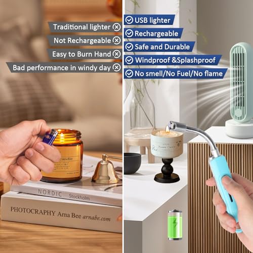 Encendedor eléctrico recargable USB con cuello flexible azul miniatura 4