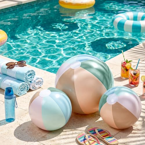 MiniInflat 3 Pcs Pastel Inflatable Beach Balls 24 & 16 Inch Large Round Pool Balls PVC Toys for Adults Kids Summer Beach Water Games, Birthday Luau Party Favors Decorations(Morandi) - image 3