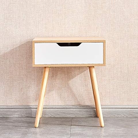 HomeSailing EU Bedside Nightstand Table Wood Storage Cabinet With Drawer End Side Table Modern Design for Living Room Corner Sofa Hallway Entryway Bathrooms Bedroom Furniture Cover