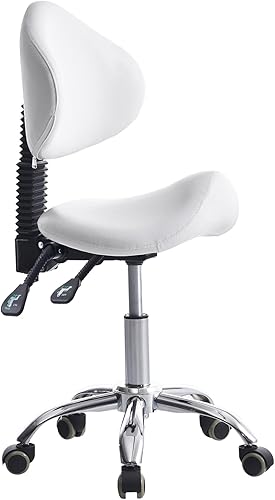 Silla de silla de montar con respaldo Silla de esteticista para tecnología de uñas, tatuaje, dentista, peluquero, peluquería, tienda médica,