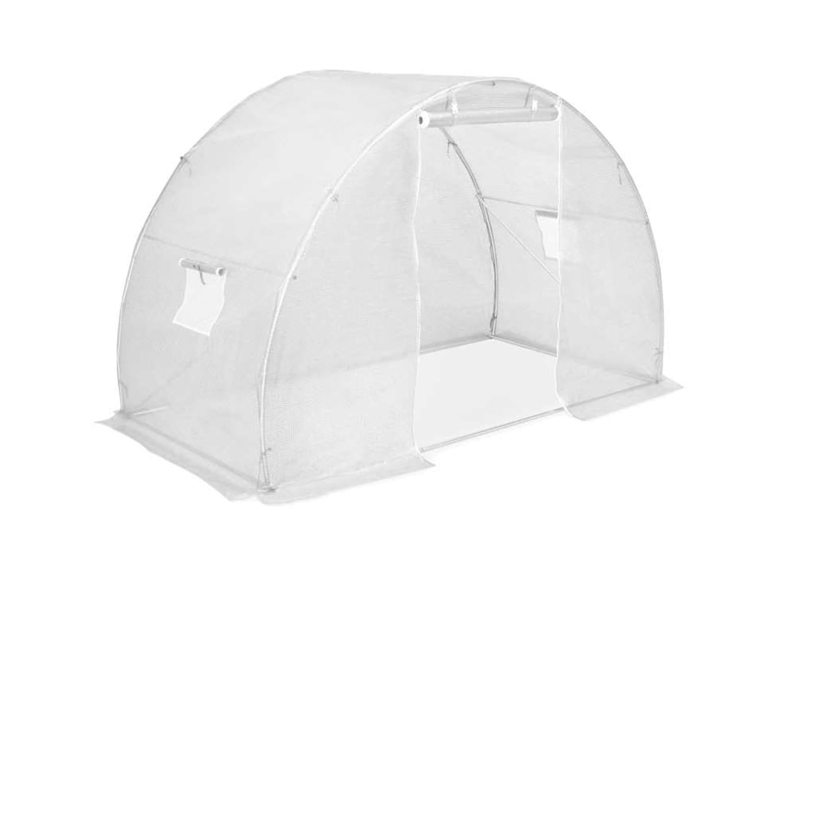 Szklarnia 4,5 m², wytrzymała tkanina siatkowa PE i rama ze stali nierdzewnej, 300 x 150 x 200 cm z drzwiami i 2 oknami, do prywatnego ogrodnictwa