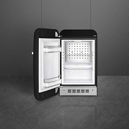 Image of Smeg Retro FAB 5 Mini Refrigerator - 16 inch Authentic 50's Style - Made in Italy - FAB5ULBL3-1.5 cu. ft - Adjustable Shelves & LED Lighting - Left hinge option (not reversable)- Black