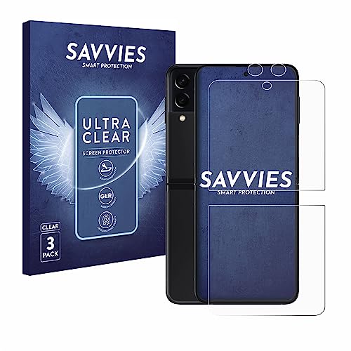Savvies 6 Pack Screen Protector compatible with Samsung Galaxy Z Flip 3 5G (Front+Camera) Protection Film Clear