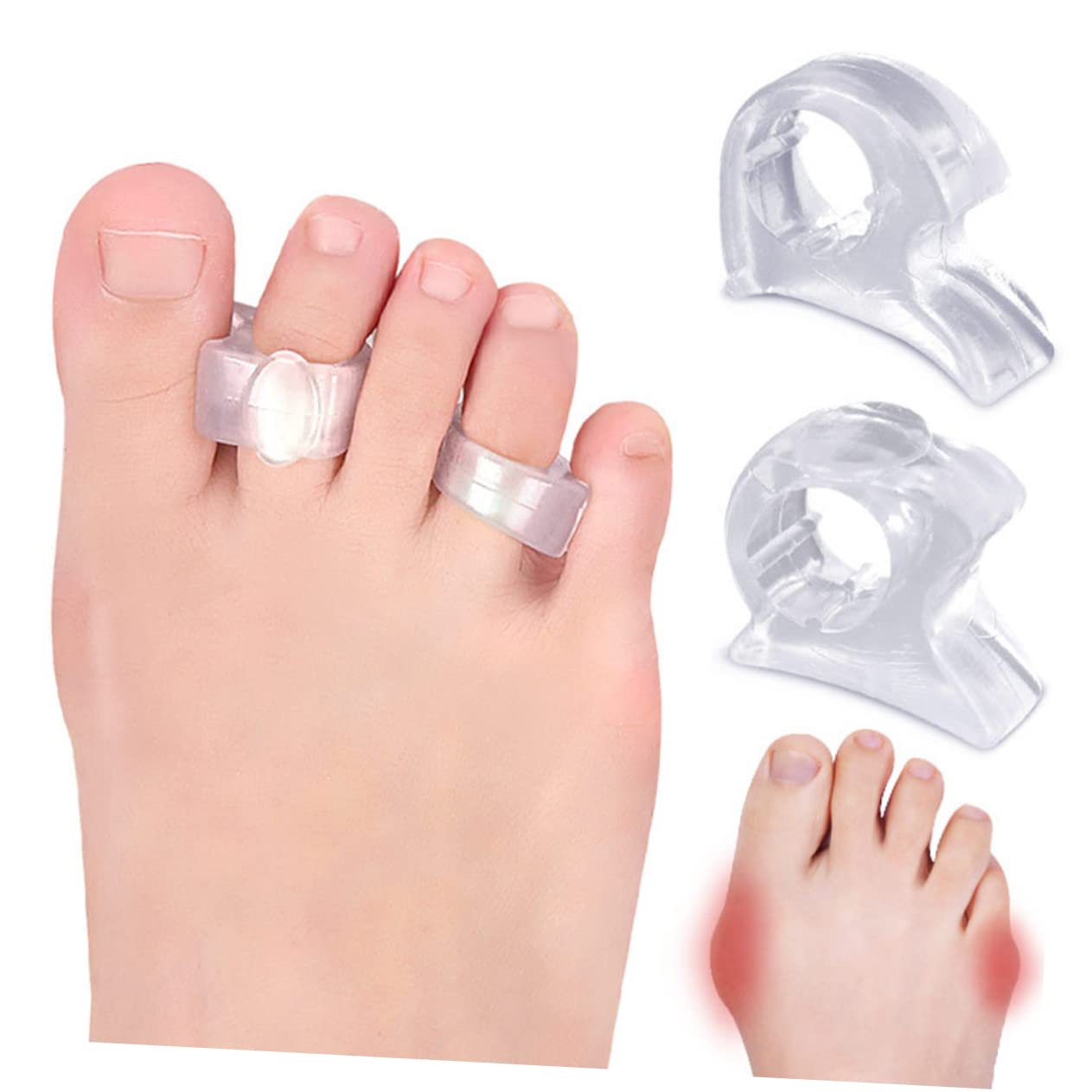 FOMIYES E Separators for Bunions 8 Pack Soft Toe Spacers Ergonomic Toe Separating Covers for Bunions Correcti