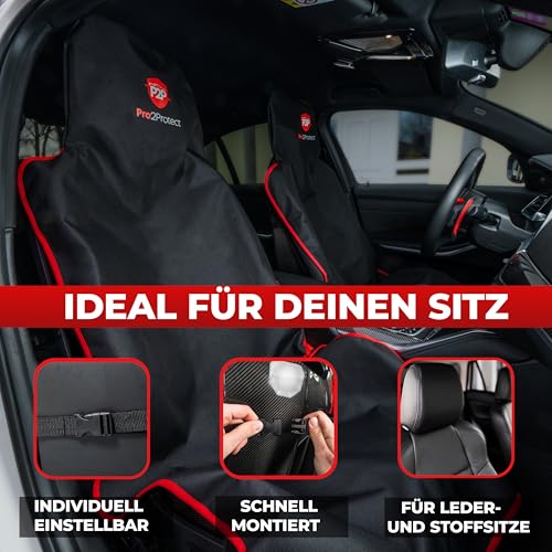 Pro2Protect [2X Test SEHR GUT] Autositzschoner Vordersitze | WASSERDICHT | 1er Set | Autositzbezüge Sitzauflage Sitzbezüge Auto | Schonbezug vorne Autositzauflage Sitzschoner Auto Zubehör Innenraum