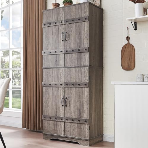 VanAcc 72" Tall Farmhouse Kitchen Pantry Cabinet with Door Organizer