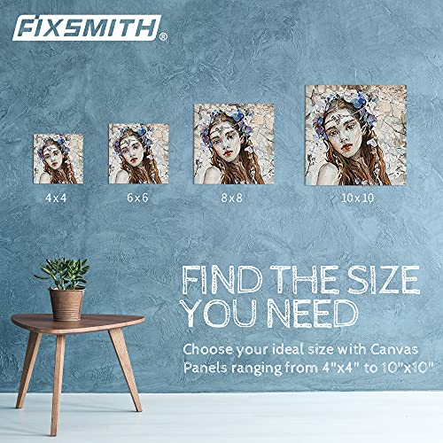 FIXSMITH Canvas Boards for Painting, Multi Pack- 4x4,6x6,8x8,10x10 (8 of Each),32 Pack,100% Cotton Primed Canvas Panels for Acrylic, Oil, Art Supplies for Kids, Adults, Beginners