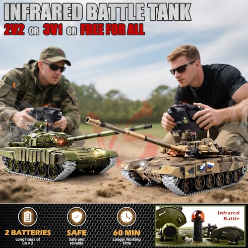 Image of 1 /16 RC Tank, Heng Long Soviet Union T-72 model Army Toy with Smoke, Sound, Light, 2.4G Remote Control Tank That Shoot with Upgraded Metal Track, Idler and Sprocket Wheel, Steel Gearbox, Two Batteries