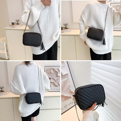 Image of Small Crossbody Purses for Women Quilted Crossbody Shoulder Handbags Trendy Clutch Purse Camera Bag